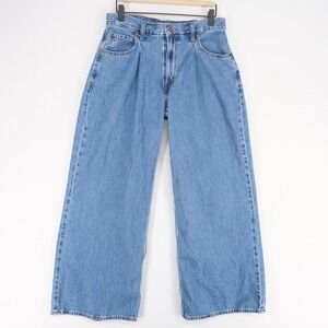 Levis Baggy Dad Jeans Womens 30 Blue Wide Leg Pleated Denim Premium